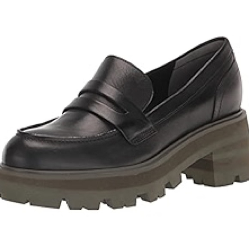 Marc Fisher LTD Latika Black Platform Lug Sole Loafer Slip-on Womens Shoe Sz 8.5